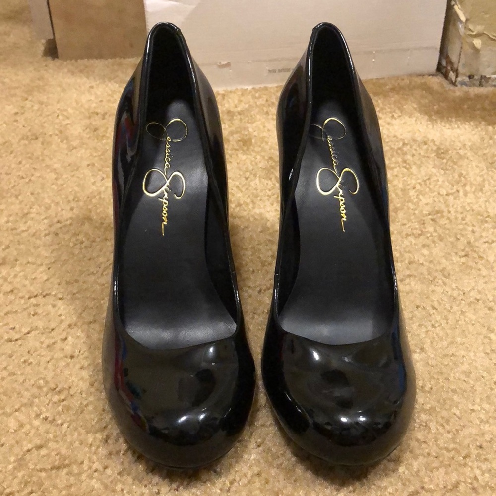 Black leather heels